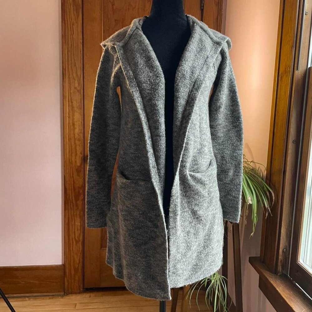 Gap Wool Alpaca Blend Hooded Long Cardigan Women’s S Gray Cozy Fall Old Money